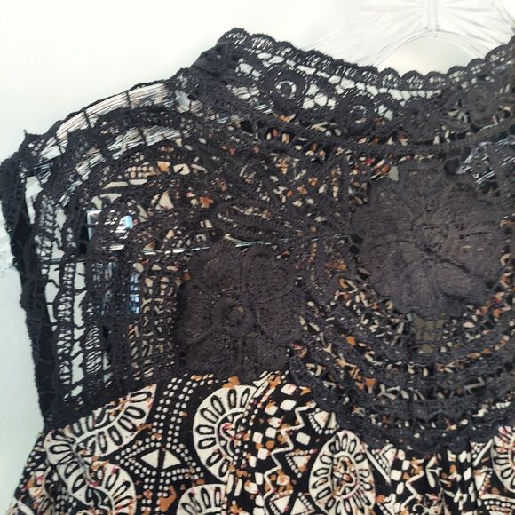 Angie Shirt Size Small Black Lace Cold Shoulder Top - Picture 2 of 10